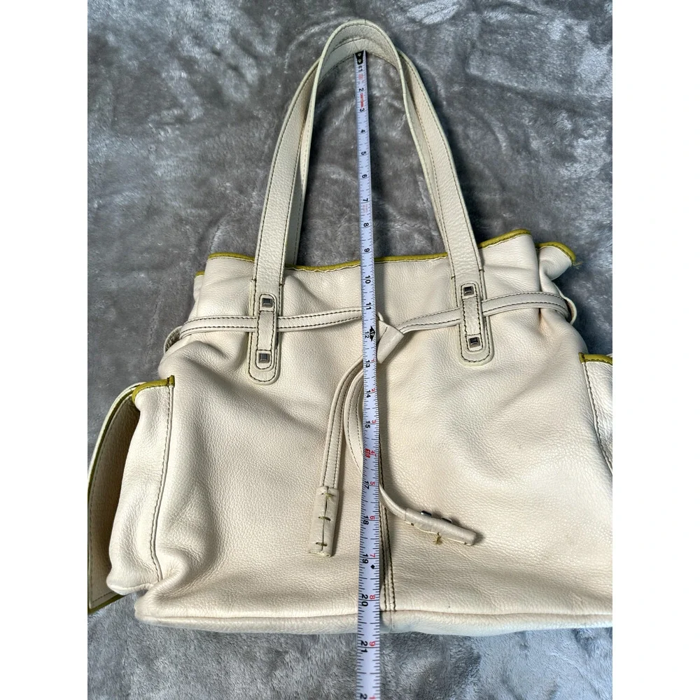 White Leather Baby Diaper Bag Silver Studded Satchel Shoulder Handbag